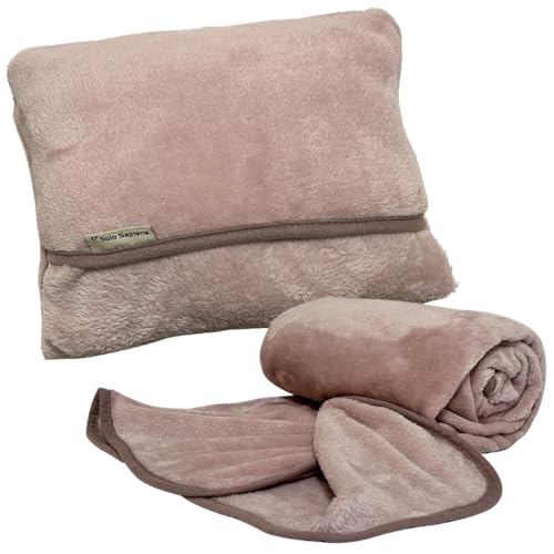 Large Curunket Blanket - Roll it up and transform into a cushion! Cute lap blanket, nap blanket, pillow, cushion, clay pink (140x90cm)