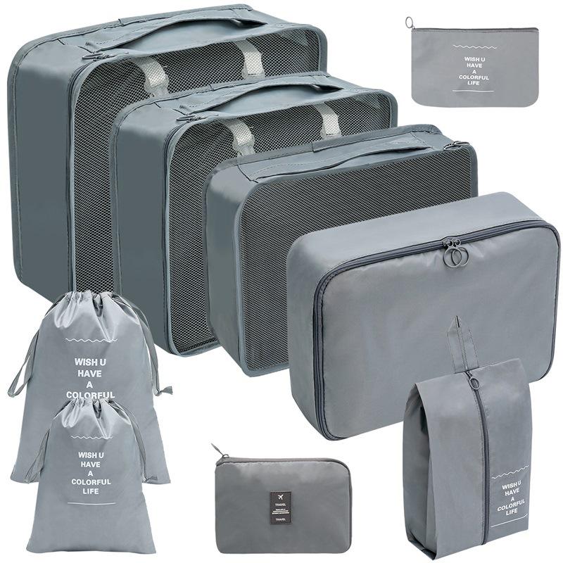 Travel Storage Set: Foldable Toiletry, Makeup, Clothes, Shoes, Digital Accessories, and Drawstring Luggage Bags.