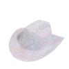 New Diamond-embellished Wide-brimmed Rolled Edge Jazz Hat Unisex European American Party Cowgirl Hat
