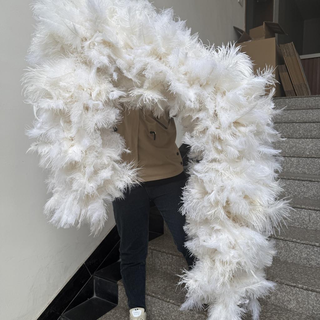 DIY 1-4 Yards Whole Ostrich Feather Boa Fluffy 10-15cm Feathers Strip for Wedding Carnival Party Costume Burlesque Featured Shawl