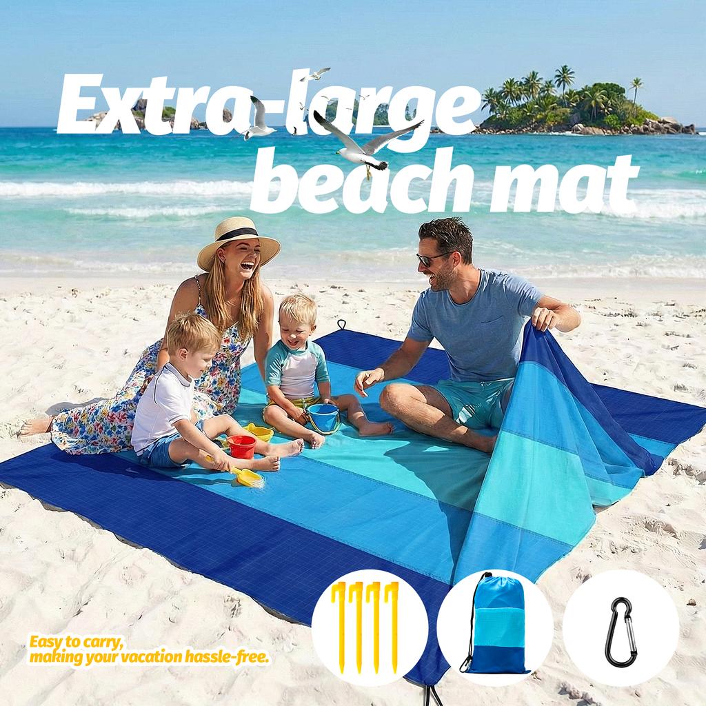 Mehrere Größen Stranddecke Sandfest Wasserdicht Groß Schnelltrocknend Outdoor Picknickmatte mit 4 Heringen für Reisen Camping Wandern