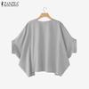 ZANZEA Women Casual Round Neck Batwing Loose Half Sleeve Blouse
