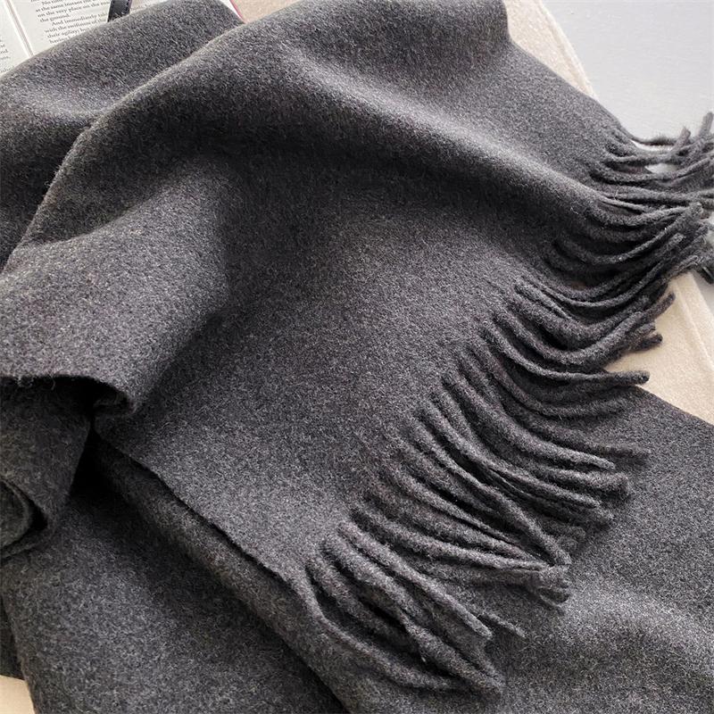 2025 Winter Wollschal für Damen Langer Warmer Kaschmirschal Hijab Einfaches Damen Schal Wickeltuch Weibliches Pashmina Bandana Kopftücher Neu