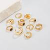 Ingemark 10 Pcs/Set Trend Creative Water Drop Metal Rings Women Elegant Vintage Acrylic Gold Color Open Ring Jewelry Accessories