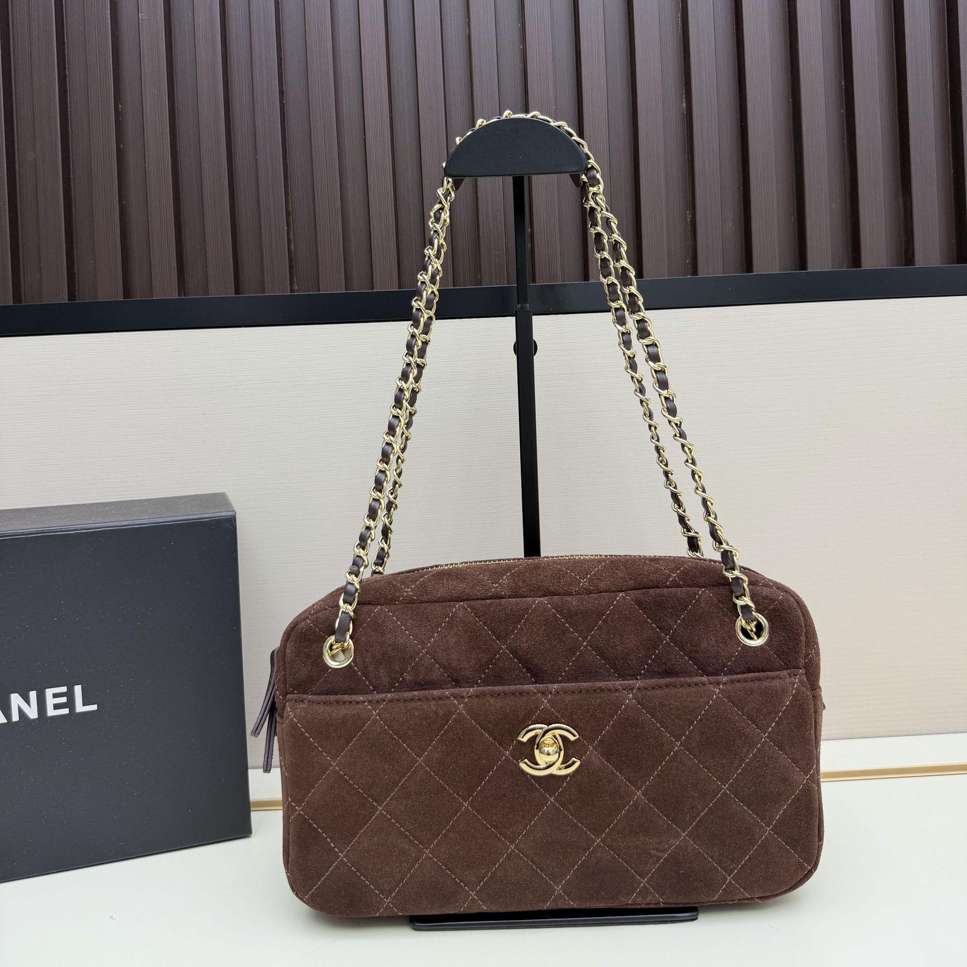 GearUp AutoMoto 2026 High-End Gewatteerde Ketting Crossbody Tas - Kleine Geur Stijl Dames Camera Schoudertas 25&times;14&times;7 cm bruin