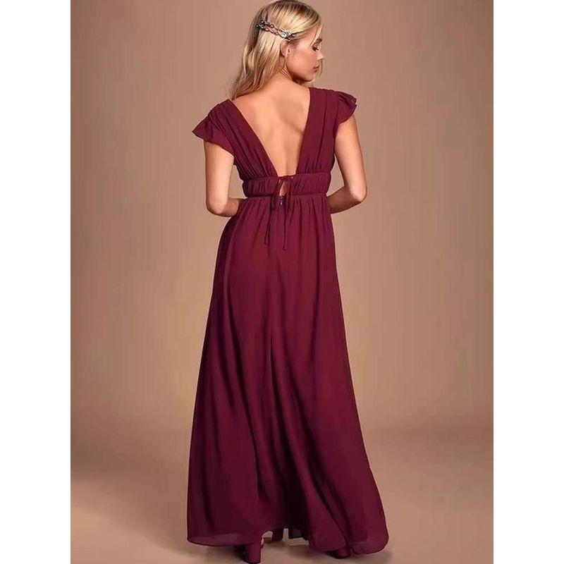 Foreign Trade Order Lu's Double V Sexy dresses for women Flying Sleeves Large Swing Skirt Annual Party Evening dress Lace-up Mesh Skirt