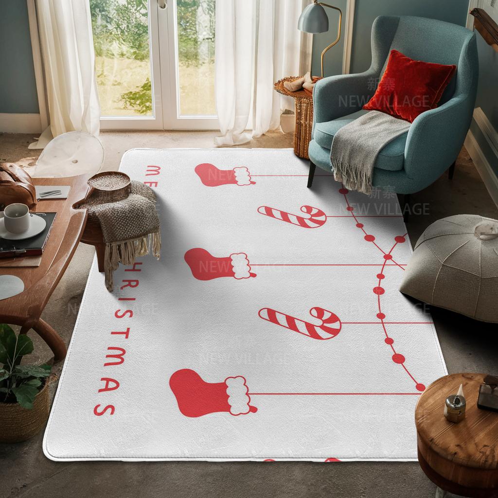 House Entrance Carpet Home Door Mat Living Room Bath Foot Bathroom Non-slip Water Absorption Rugs Bath Merry Christmas Winter