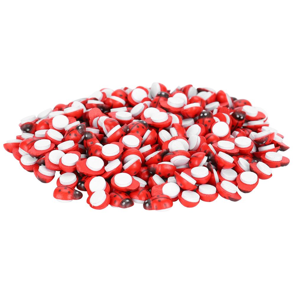 300Pcs Wooden Ladybugs Simulation Tiny Landscape Crafts Scrapbooking DIY Decoration Accessories