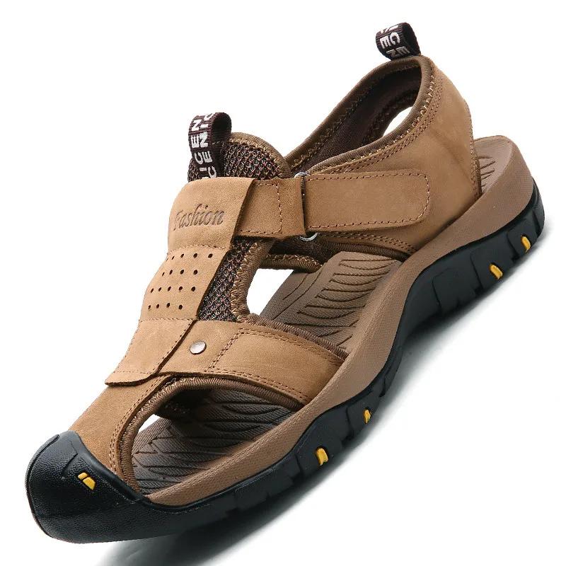 2025 New Summer Genuine Leather Men Sandals Men's Outdoor Casual Sandals Slippers Fashion Plus Size Men Walking Shoes Sneakers