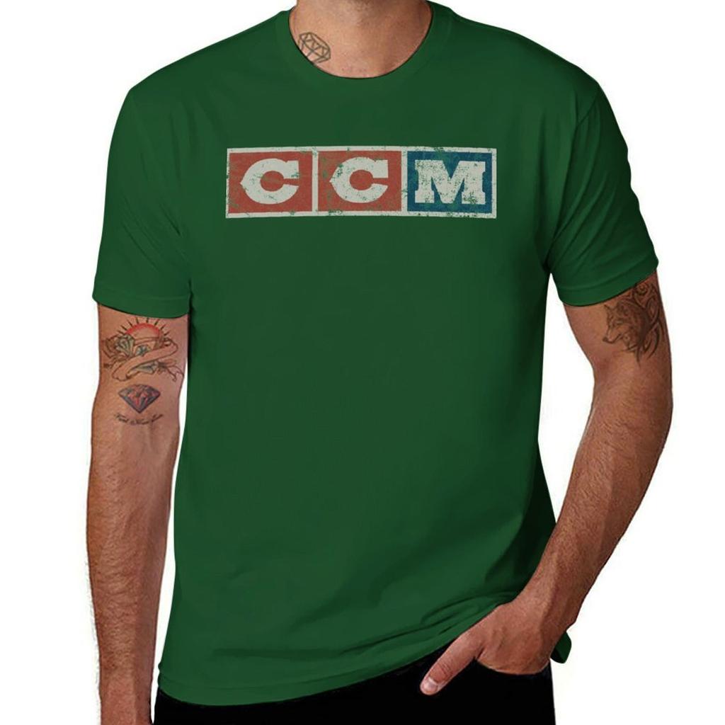 CCM logo Vintage verweerd T-shirt aangepaste katoenen grafische T-shirts Valentijns boetiek kleding heren vintage T-shirts