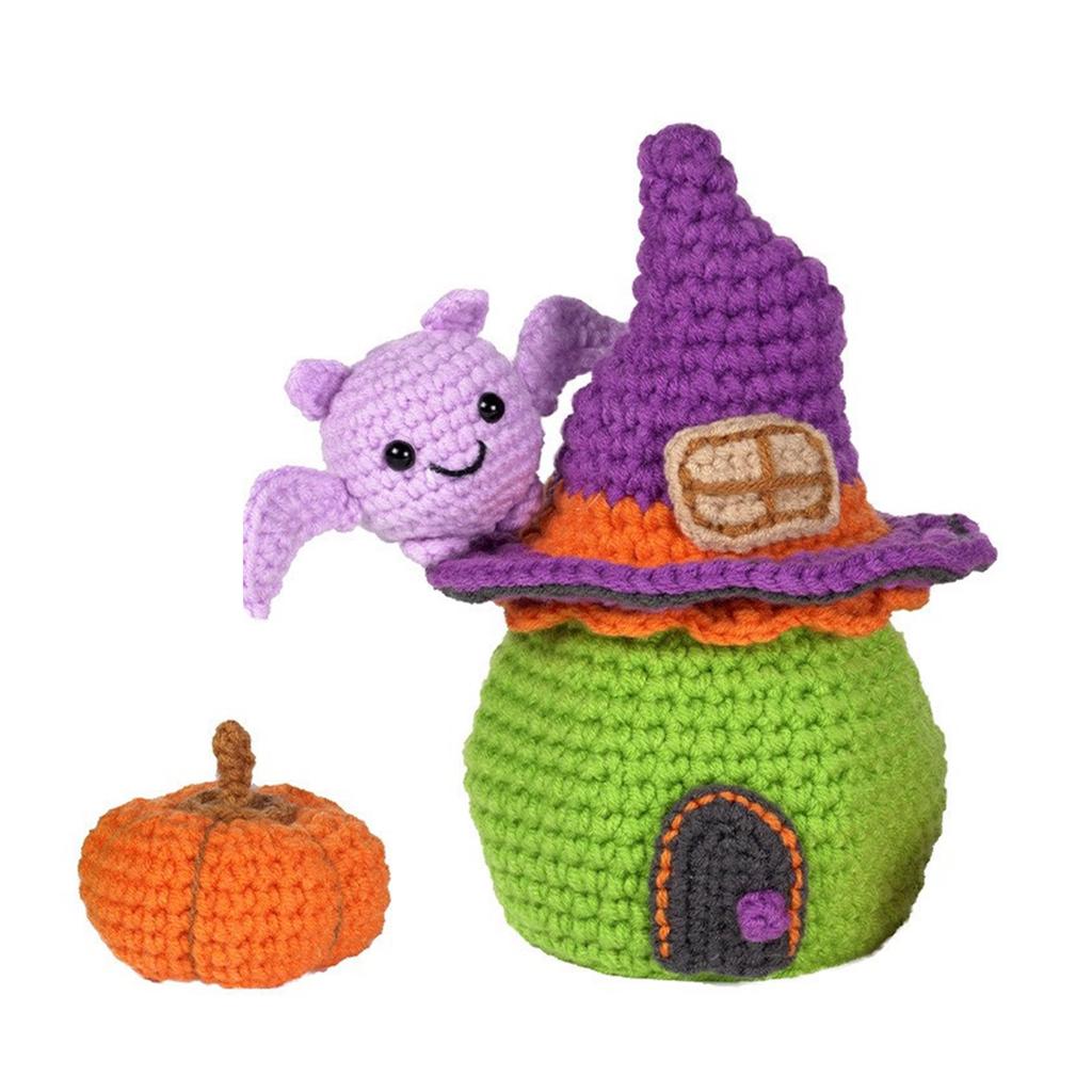 Halloween Candy House and Pumpkin Crochet Set with Step-by-Step Instruction Crochet Hook Yarns Large Eye Needle