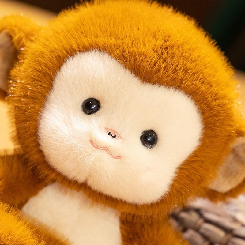 Gold Silk Monkey Plush Toy With Realistic Design For Kids And Collectors