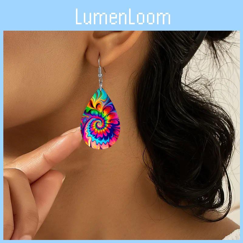 Acrylic Water Drop Shape Earrings With Printing For Trendy Summer Jewelry For Men And Women