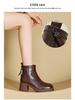 Fall/Winter Women's Thick-Soled Genuine Leather Skinny Boots, Korean-Style Back Zipper Martin Boots, Slip-On Casual Shoes