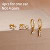 4 Stück Französisches Design Edelstahl Huggie Creolen Set Für Damen Anhänger Blumenkrone Zirkon Ohrstecker Piercing Schmuck