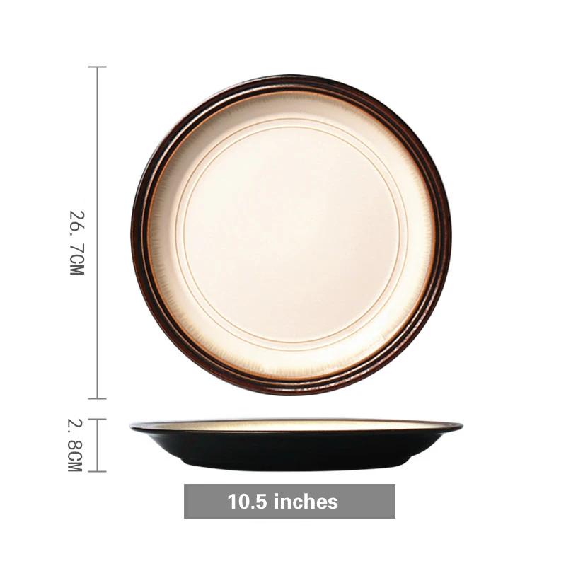 8-14 Inch European Circular Plate Cake Rack Fruit Tray Steak Plate Ceramic Hand-painted Disc Underglaze Fruit Creative Plate-B