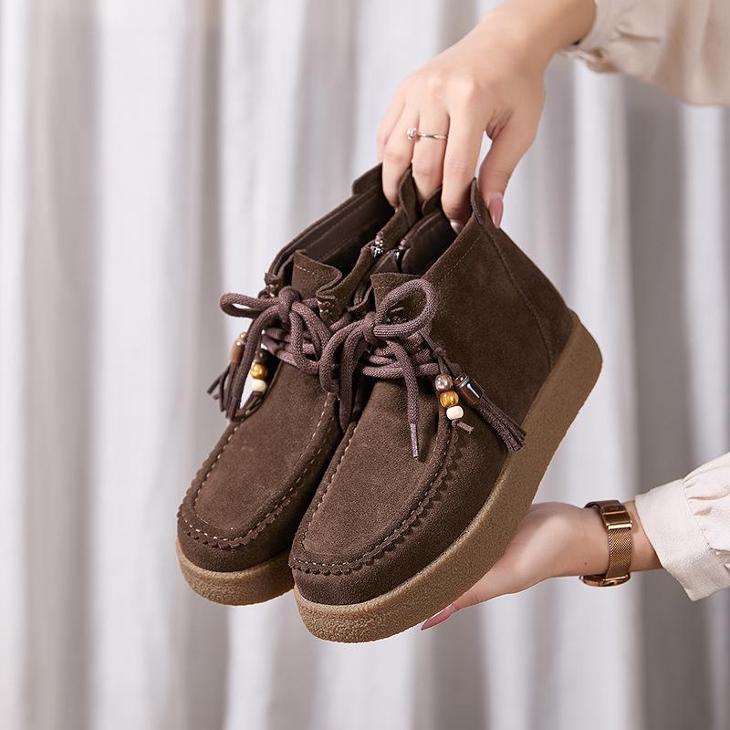 New Retro Thick-soled High-top Kangaroo Shoes with Fleece Warmth, Cotton Shoes and Boots for Women