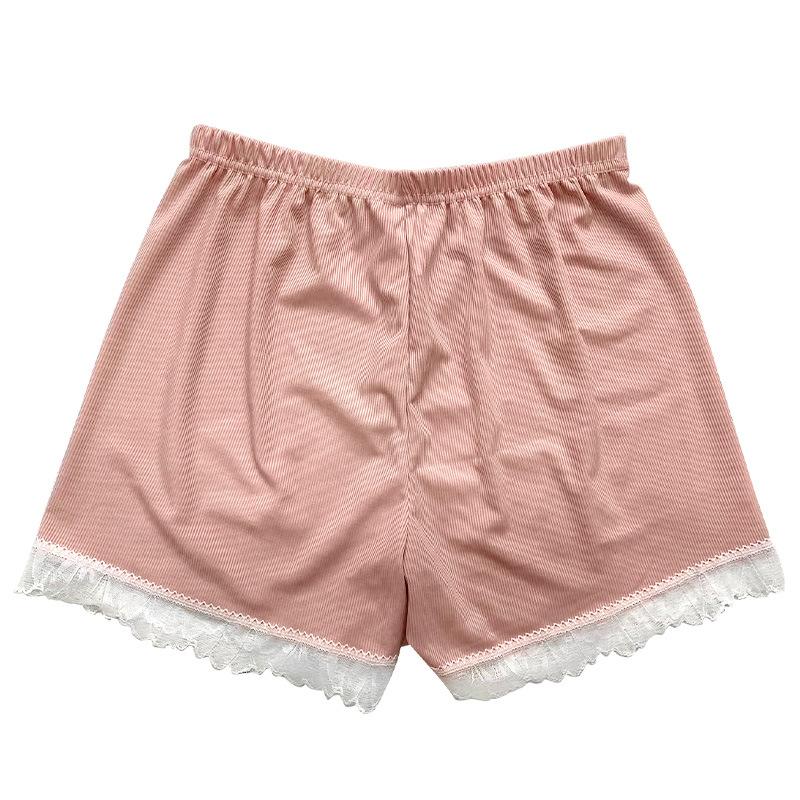 

Защитные штаны Ice Silk Thread, контрастные по цвету женские кружевные шорты, не подворачивающиеся, противоскользящие леггинсы больших размеров M розовый