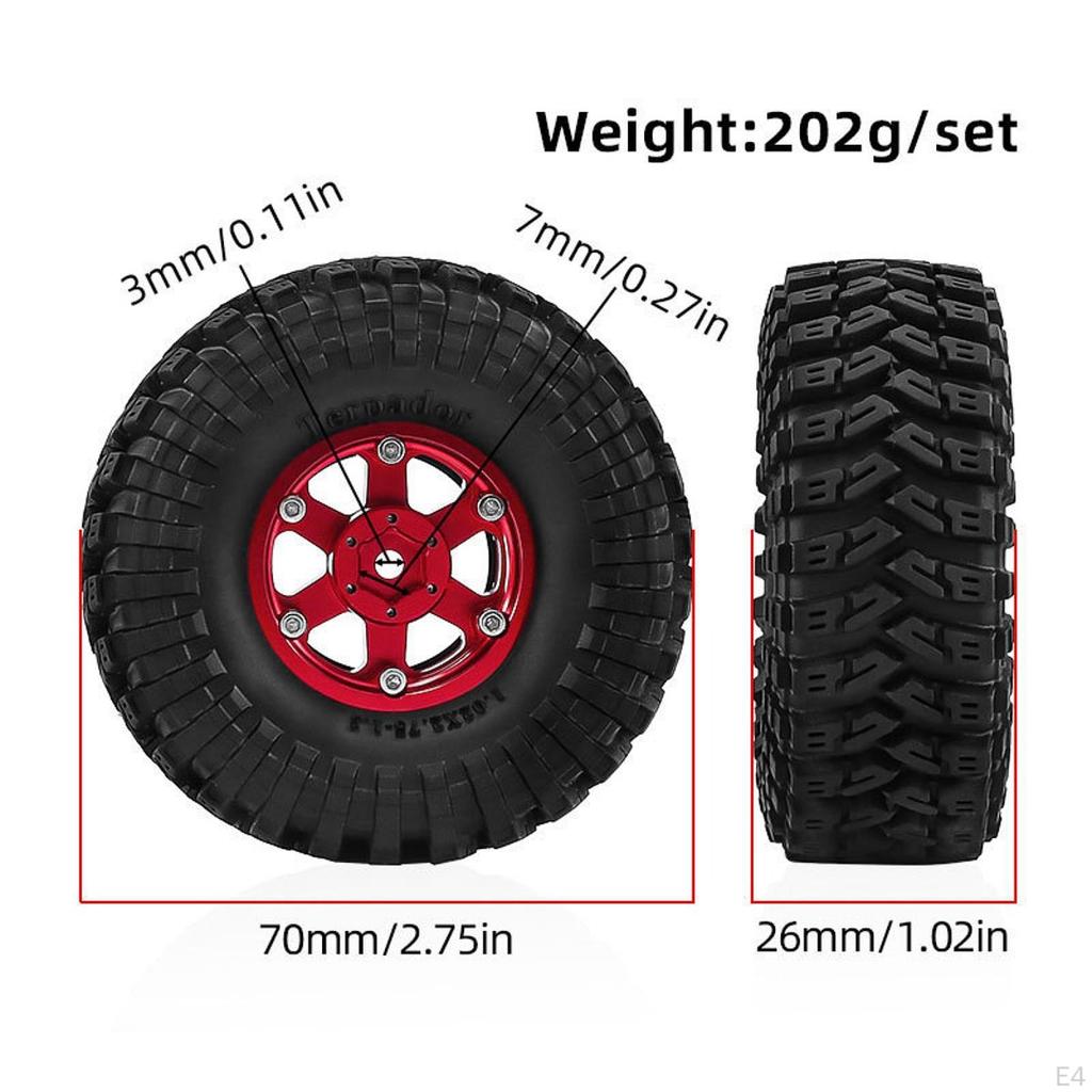 4 Pieces 1/18 1/24 RC Crawler Car Wheels and Tires Accessory Aluminum Alloy Easy to Install