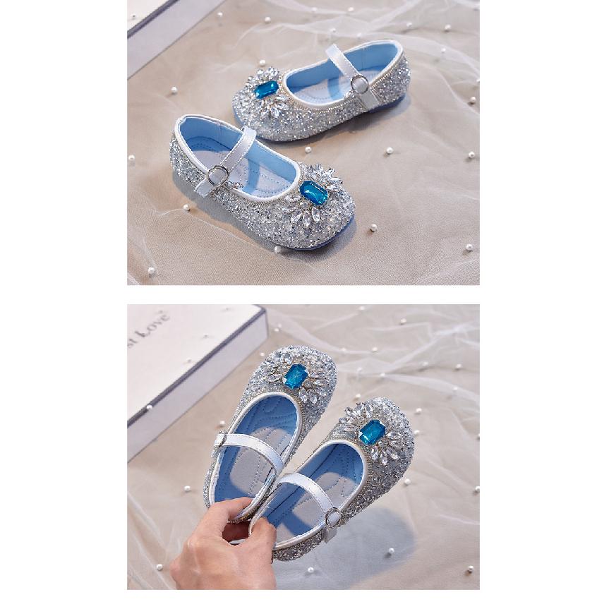 Children's Princess Shoes Crystal Shoes Elsa Dress Shoes Spring and Autumn New Girls' Leather Shoes Soft Sole Baby Single Shoes