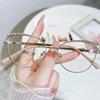 New Cat Eye Diamond Metal Glasses Frame Myopia Frames Optical Eye Glasses Fashionable Elegant Anti Blue Light Flat Glasses