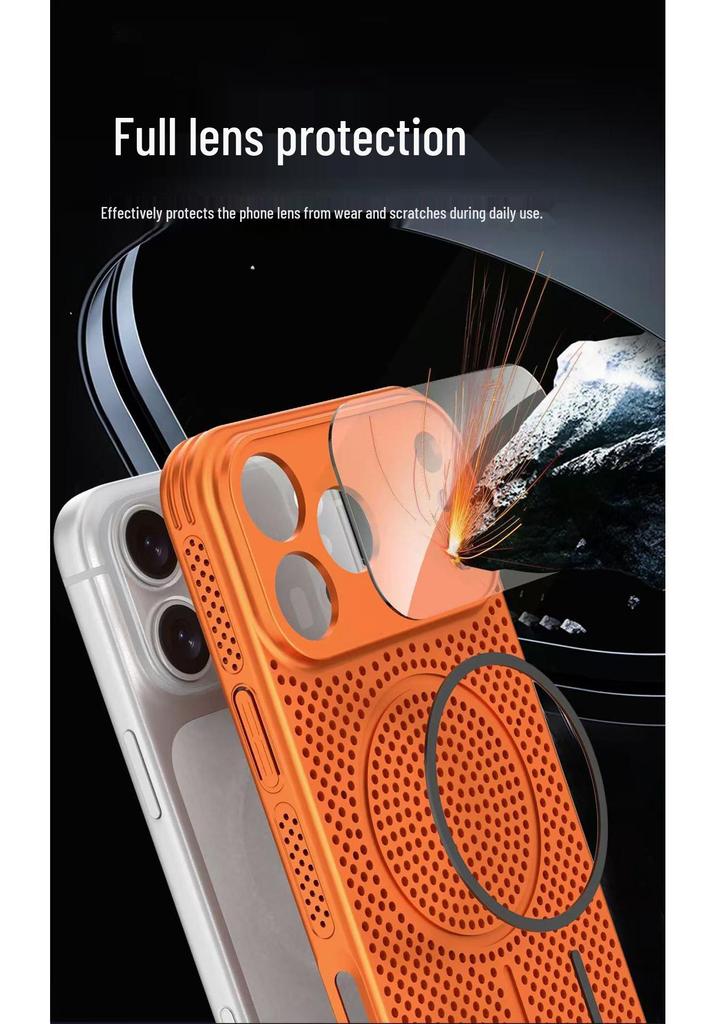 iPhone 17 Pro Max Ice Aluminum Magnetic Mesh Case with Breathable Heat Dissipation and Drop Protection