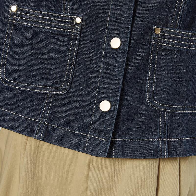 Women's Academy Style Round Neck Denim Vest