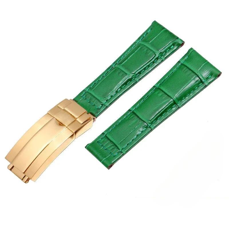 Crocodile Pattern Genuine Leather Watchbands 20mm for  Watch Strap Daytona Submariner  Bracelet Folding Buckle