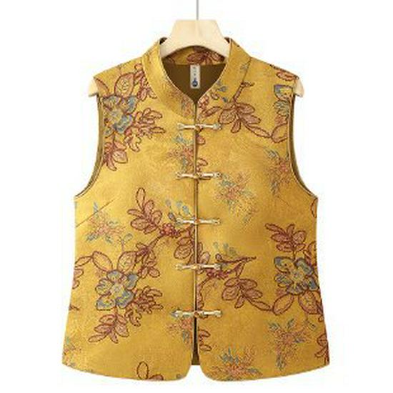 

2026 Chinese Style Spring Women s Printed Vest Jacket - Elegance for Middle-Aged and Senior Women 5XL