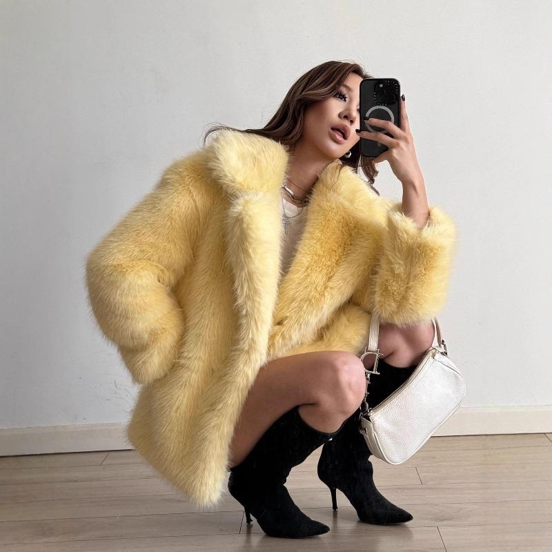 New imported fox fur coat women's medium and long light fashion autumn and winter warm imitation fur coat