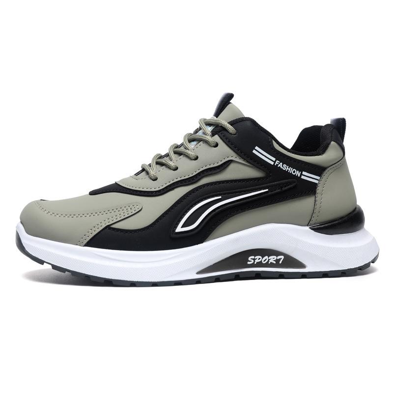 Plus Size Men's Shoes, Soft Soles, Comfortable and Breathable Leather Casual Shoes, Simple Color-blocking Student Outdoor Sneakers