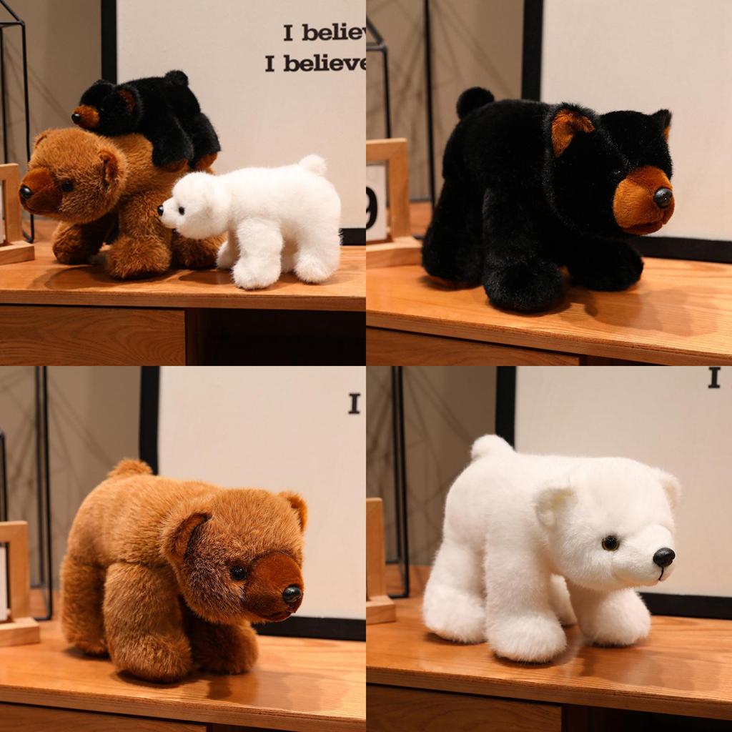 Cartoon Plush Bear Stuffed Animal With Long Pile Fur For Children Gift Giving