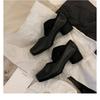 Sheepskin~ Square head pig nose leather shoes elastic band ballet Mary Jane shoes women's thick heel light mouth versatile single shoes
