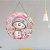 Pink snowman candy land themed round wooden hanging plaque natural wood wall sign farmhouse front door ornament festive home decor