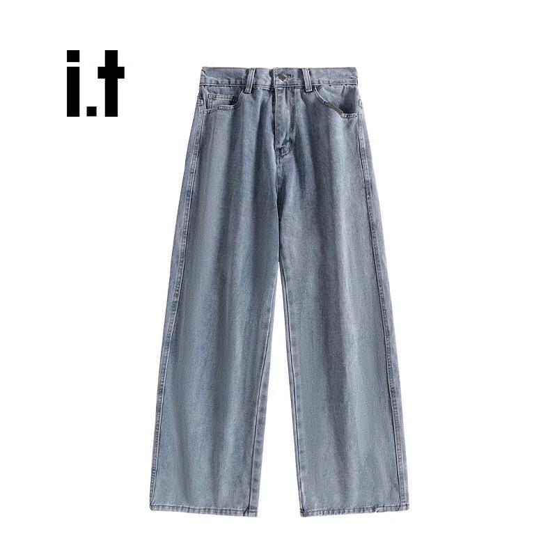 izzue HK i.t Unisex Loose Straight Washed Denim Jeans