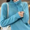 Women's Sweater Semi High Neck Thick Solid Color Sweater Pullover Casual Loose and Slimming Knitted Sweater