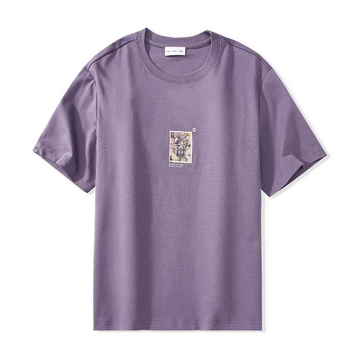 Spring and Summer Trendy Front Shoulder Round Neck Short-sleeved T-shirt for Men