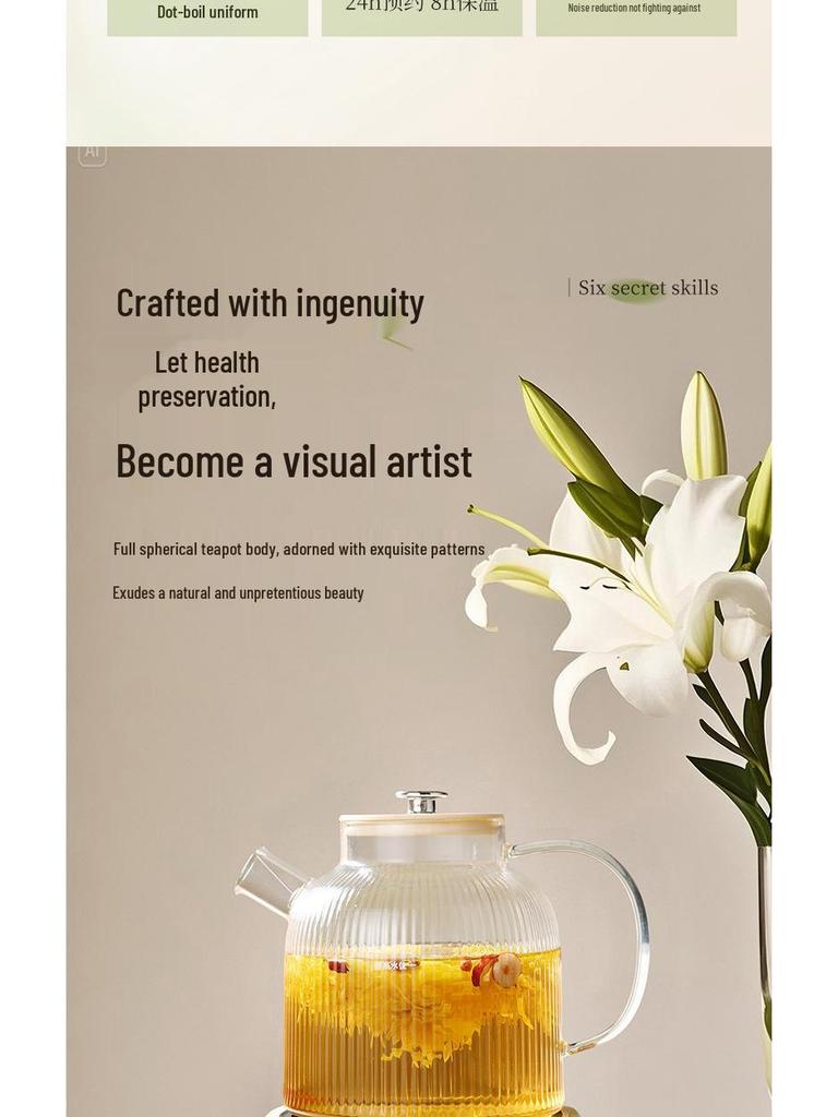 All-Glass Health Kettle - Multi-functional, Temperature-Controlled Tea Brewer for Home and Office