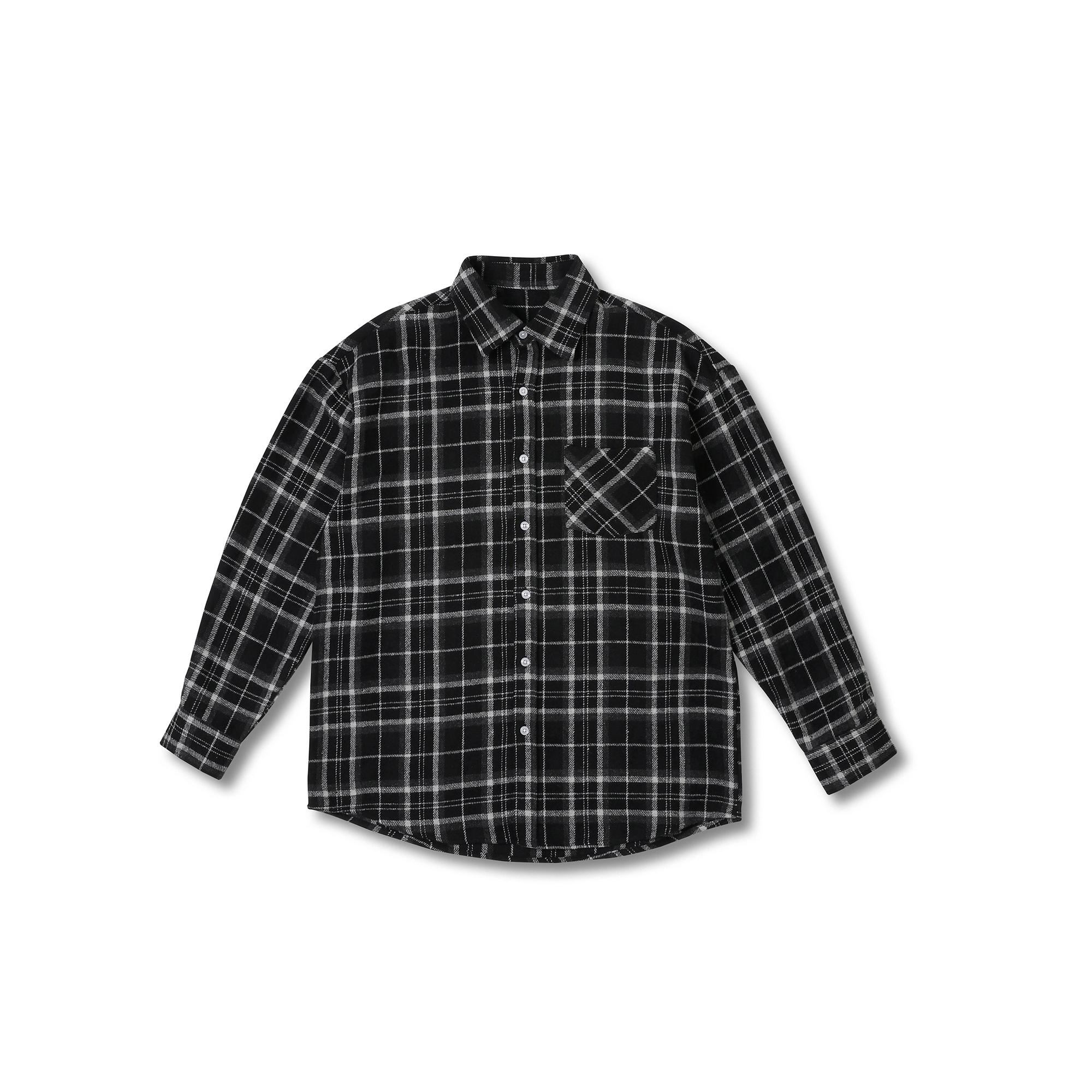 Graph Platform Oversized Wool Check Shirt Black Black/Free