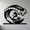 Wanddeko Metallkunst Surfwelle Flacheisen Skulptur für Wohnzimmer Schlafzimmer Büro