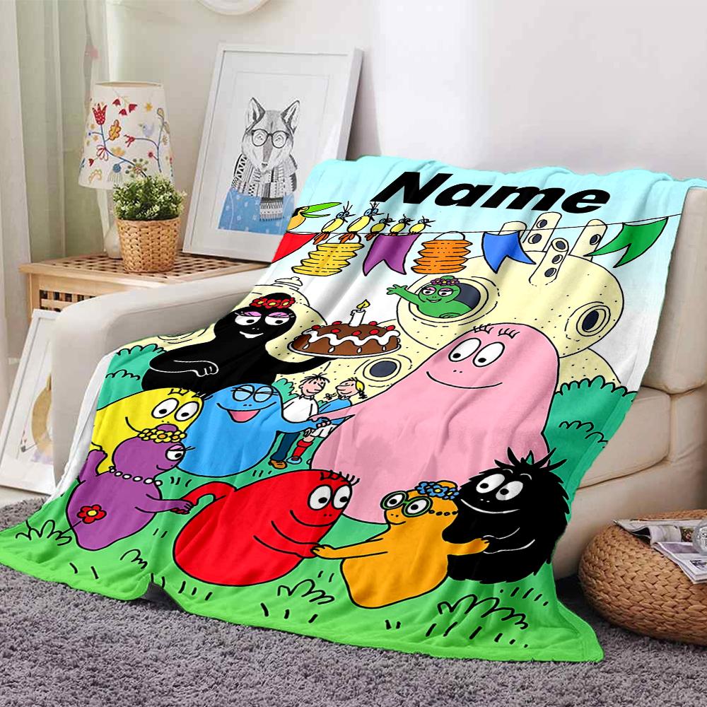 Customiz Name Personality Barbapapa (2) Blanket Soft &Warm Sofa Office Bed Travel Lunch Break Blanket, Gift Suitable for All Seasons