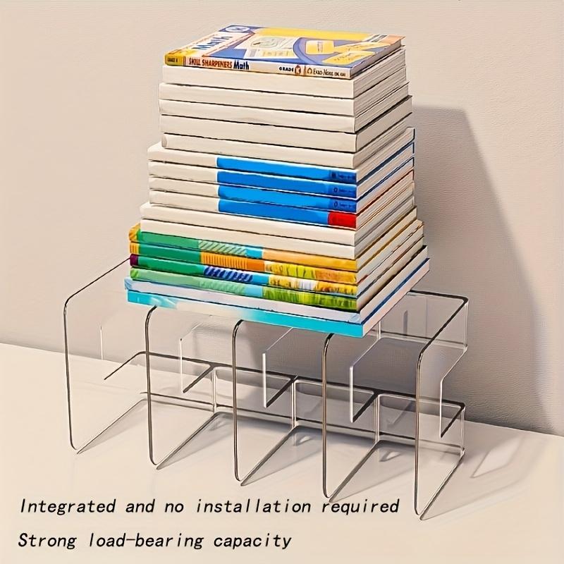1Pc Heavy Duty Book Shelf -Space-Saving Desktop Organizer, Anti-Tip Design, No Assembly Required, Transparent Book Rack for Home