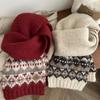 Högkvalitativ Damscarf i Ullblandning med Fair Isle-mönster - Tjock, Varm Stickad Halsduk för Höst/Vinter