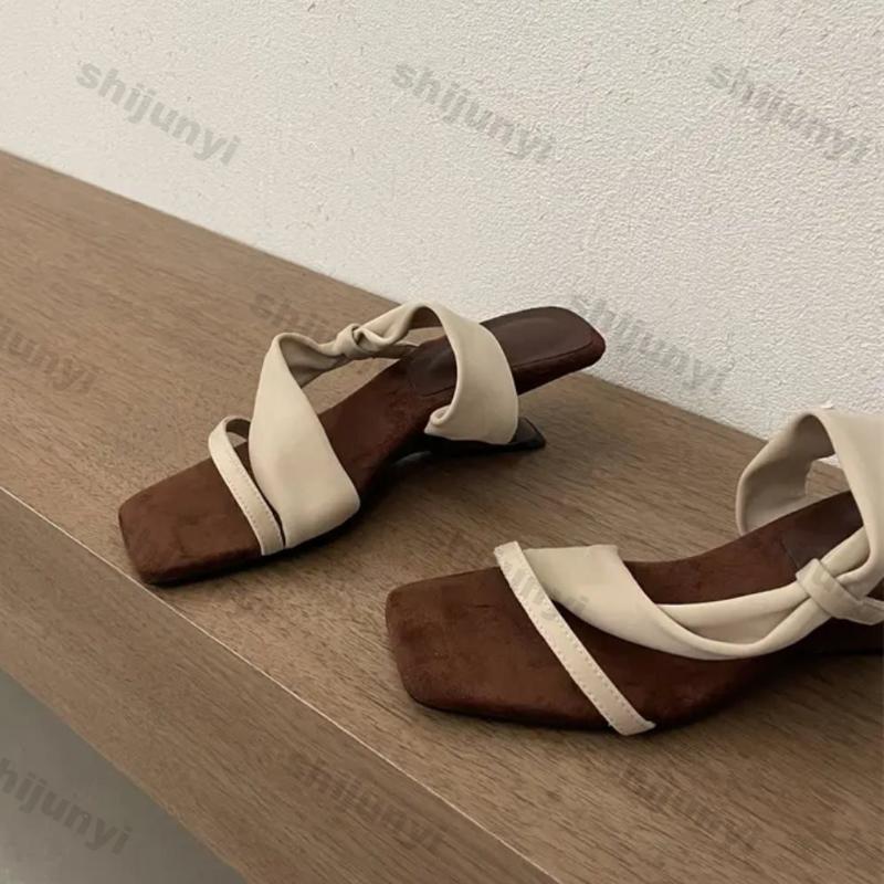 Fashion Women's Sandals 2025 Summer New Outdoor Fashion Lightweight Slip On Slippers Luxury Comfortable Sexy Elegant Medium Heel Shoes