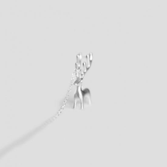 Simple Cute 925 Sterling Silver Elk Necklace for Women 3D Animal Pendant Choker Necklaces Summer Party Accessories