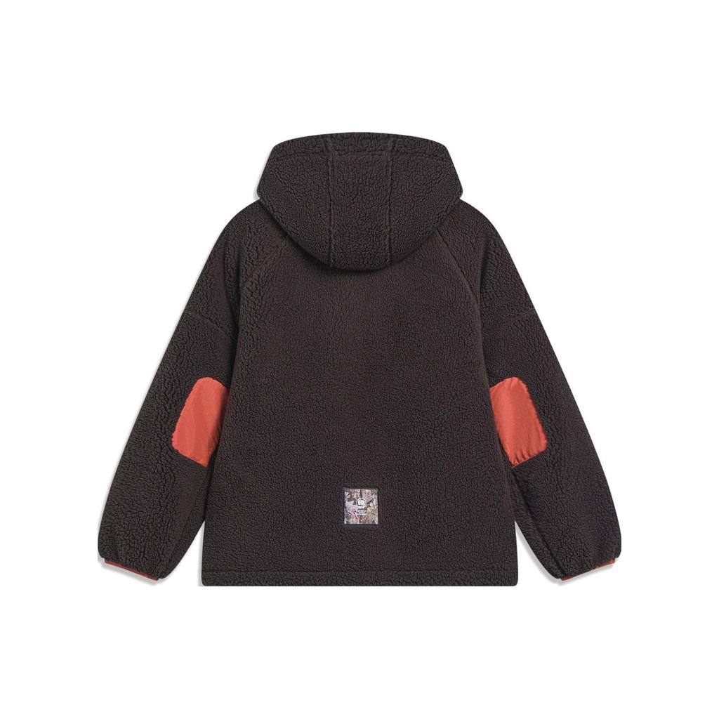 Li Ning Badfive Letter Print Hooded Fleece Jacket Men Jacket AFDT665-3