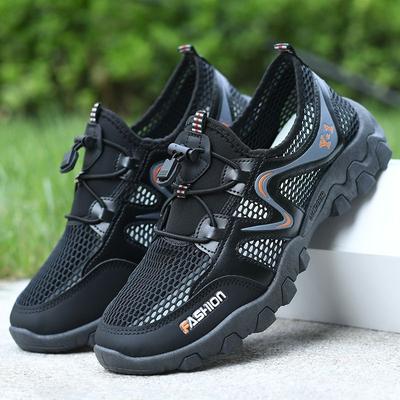 Summer Breathable Mesh Shoes Casual Men's Hollow Hole Shoes Outdoor Mountaineering Shoes Non-slip and Wear-resistant Creek Wading Shoes Men's Shoes