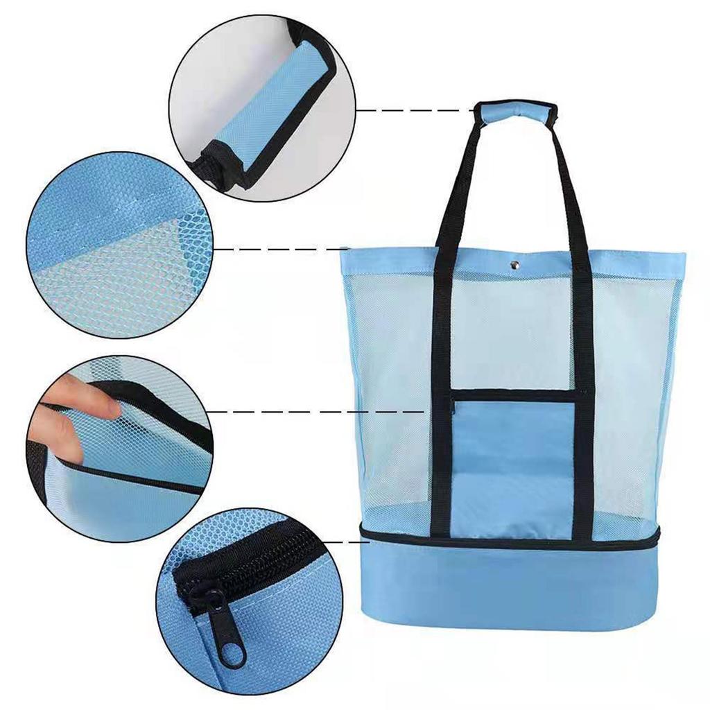 Outdoor Travel Picnic Bag, Beach Thermal Insulation And Fresh-keeping Ice Bag, Mesh Beach Bag, Creative Multi-functional Ice Bag