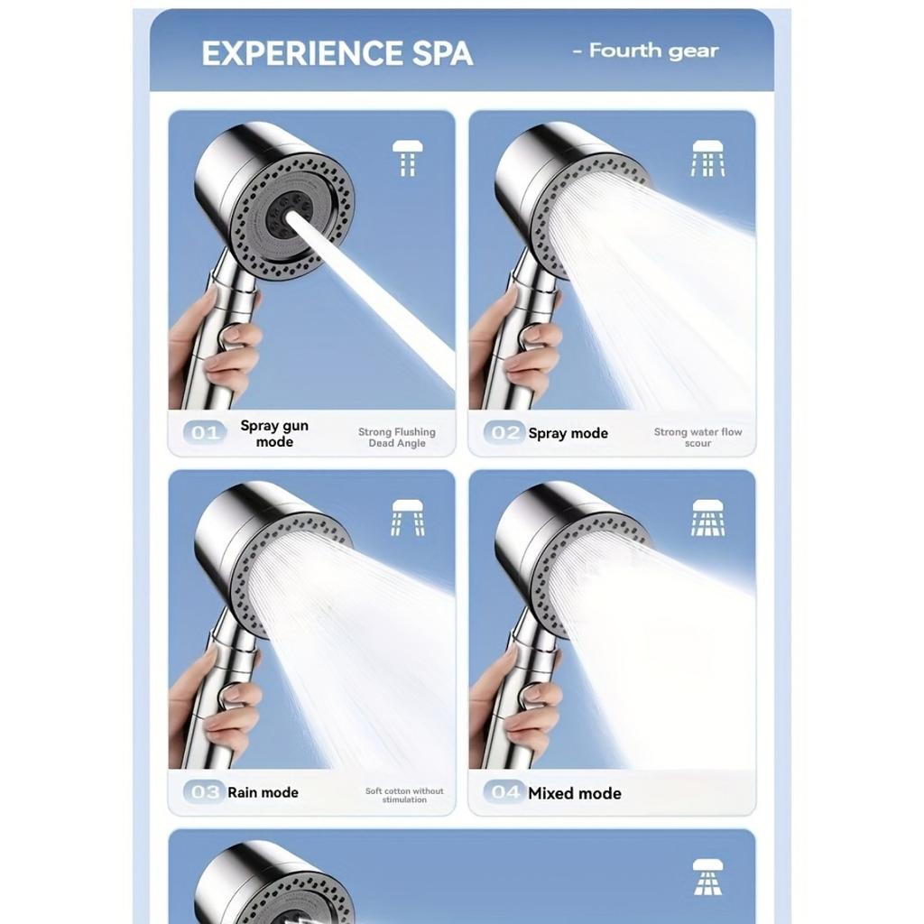 1 Pressure Handheld Showerhead with 5 Adjustable Water Flow Modes, Bathroom Shower Nozzle, Showerhead, Bathroom Accessories