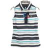 Border Pattern Golf No Sleeve Polo Shirt M White Women Used